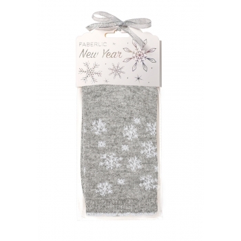Носки из шерсти в новогодней упаковке «Снежинки», серые Faberlic (Фаберлик) 
